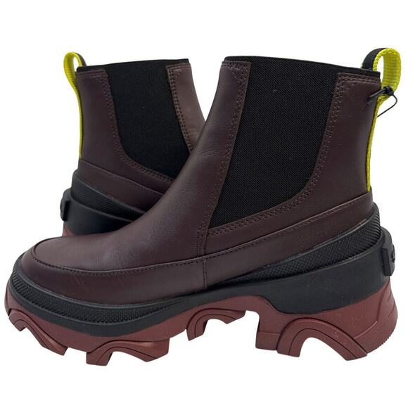 Sorel Chelsea Boot Brex Women's 6.5 Waterproof Leather Cinder Black Pull On Lug - Picture 2 of 10